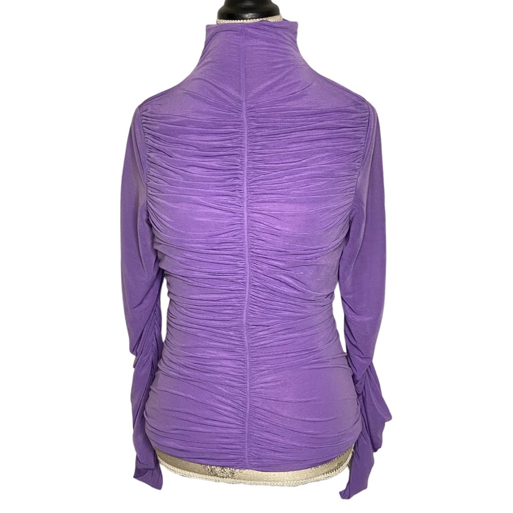 Diane Von Furstenberg Purple Ruched Mock Neck Blouse Women’s Size Medium - Picture 2 of 9